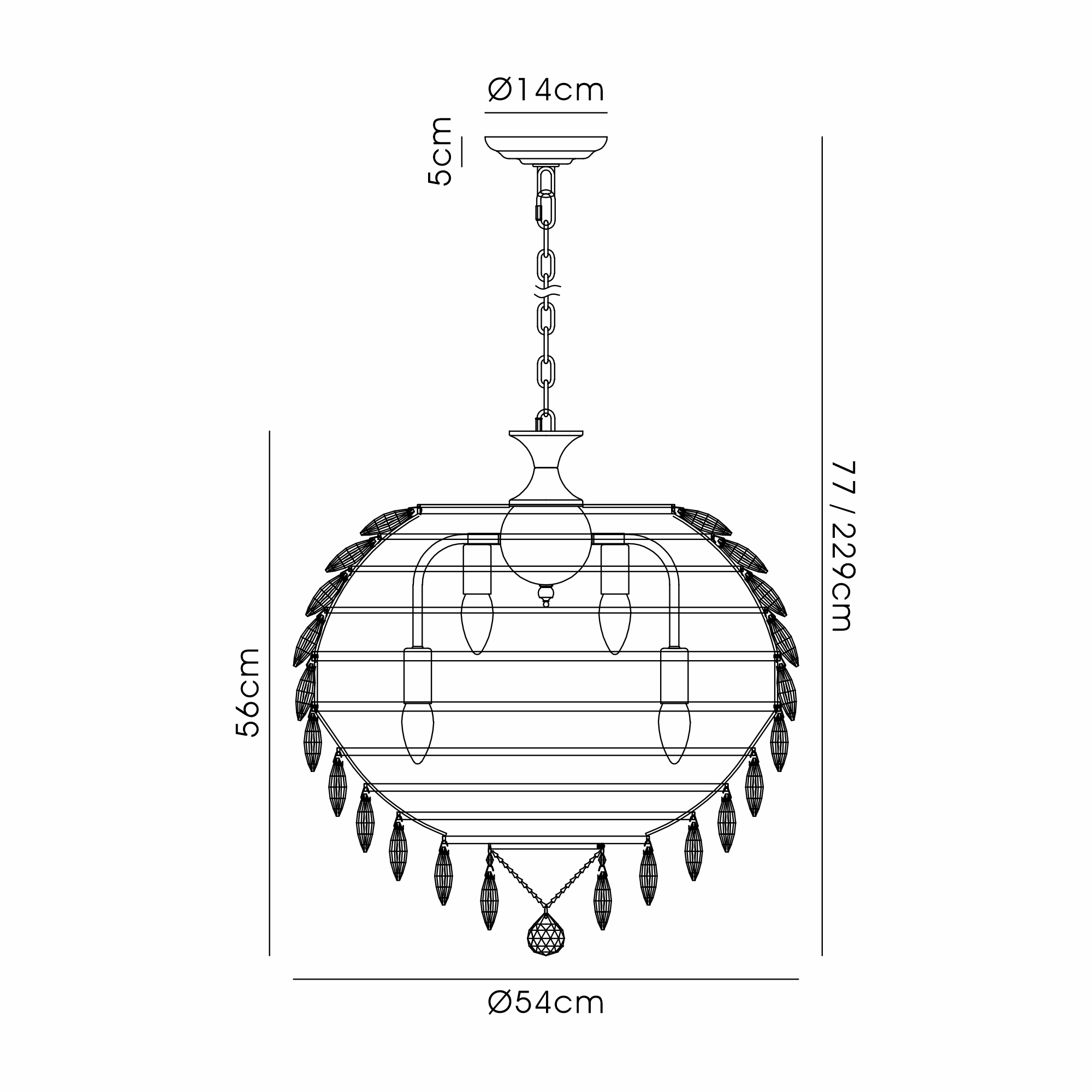 IL32805  Coniston Pendant 9 Light (20kg) French Gold